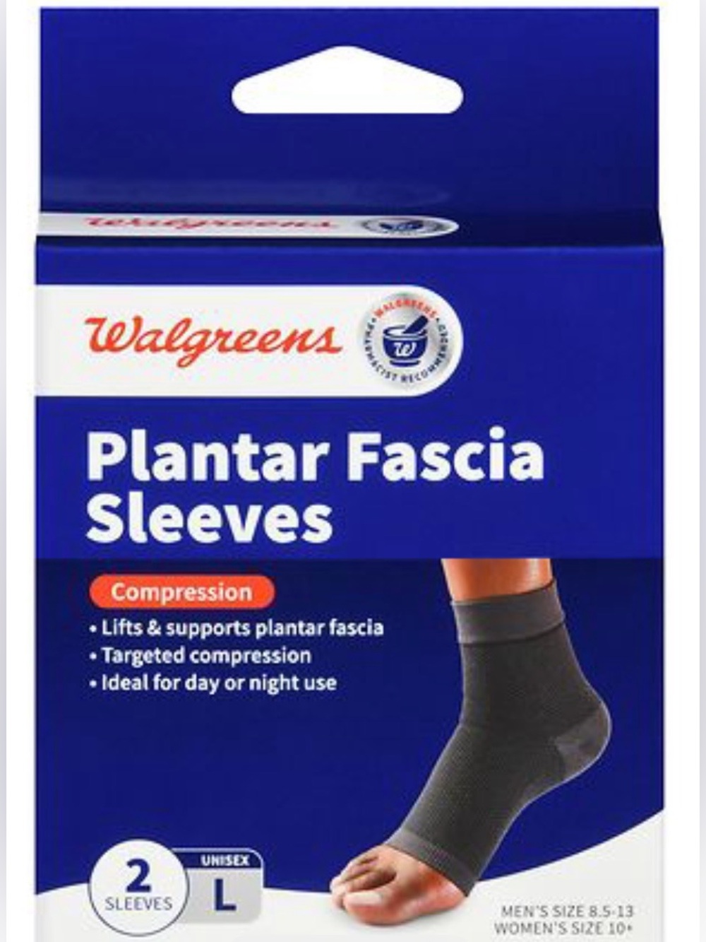 Walgreens Men’s Plantar Fascia Compression Sleeves — Black